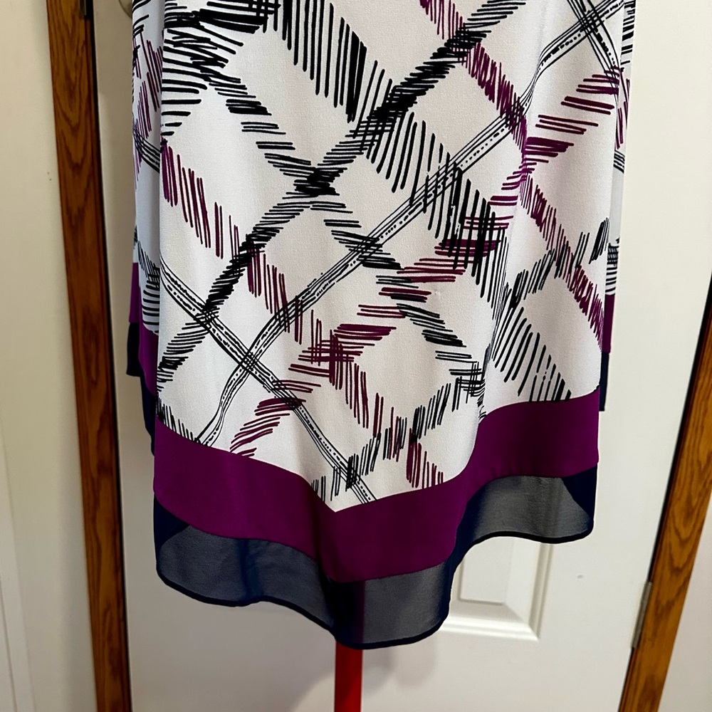 Alfani Sleeveless Plaid Tunic - Navy, White, Purple - Picture 3 of 5